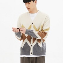 탑텐 22년 남자 소프트터치 프린트 브이넥 니트 가디건 CRP