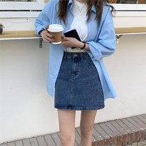 다잇템 여자 라이트블루 슬림핏 데님스커트 미니스커트 (9489165)
