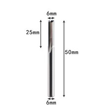 Xuhan 3.175mm 4mm 6mm 8mm 생크 2 플루트 텅스텐 카바이드 엔드 밀 CNC 라우터 비트 조각 스트레이트 슬롯 밀링 커터, 1PCS, 6X25X50