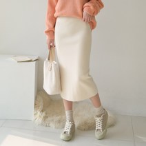 데일리앤 토닉 베이직 H라인 트임 롱 니트스커트