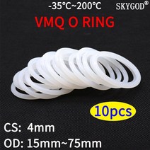 고무 오링 10pcs vmq 흰색 실리콘 o 링 개스킷 cs 4mm 외경 12 1세트, 외경 66mm CS 4mm