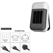 미니 온풍기 히터 500W 팬 공간 PTC 빠른 220V 데스크탑 휴대용 룸 라디에이터 공기, White_EU, 2.White - 110V-EU