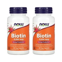 나우푸드 비오틴 영양제 고함량 고용량 5000mcg 60 베지 캡슐 2통, 1개, 기본