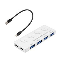 스위칭허브 네트워크 스위치 USB 허브 30 분배기 4 포트 데이터 개별 OnOff 스위치 및 조명 포함 노트북 PC, 한개옵션0