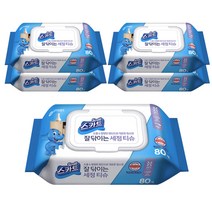 스카트 잘닦이는 세정티슈 80매 청소용품, 5팩