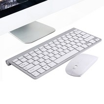 터치스크린패널 2.4ghz 초박형 무선 키보드 및 마우스 콤보(usb 수신기 포함) apple pc용 마우스 키보드 세트(실버)