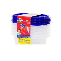 쿨라라 밀폐용기 직사각3호600ml 3+2P 플라스틱투명용기/소분용기/플라스틱밀폐용기/사각플라스틱용기/pp용기/플라스틱공병/일회용플라스틱용기/플라스틱통/페트병