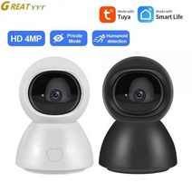 모니터가 패드 4MP 카메라 Tuya APP Vudeo 감시 와이파이 실내 애완 동물 캠 360 도 무선 IP 홈 보안 CCTV, White Cam Add 32GB