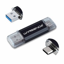 WANSENDA OTG 타입 C 및 USB 3.0/3.1 플래시 드라이브 32GB 64GB 128GB 256GB 512GB USB 썸 드라이브 안드로이드 장치/PC/맥용 (32GB, Black_64GB