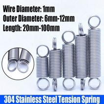 와이어 직경 304 스테인레스 스틸 O링 후크 연장 스프링 장력 코일 듀얼 L = 20mm-100mm 1개578337, 1x9mm, 100mm