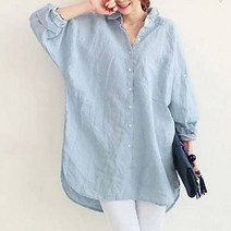 이노뱅크 무지 박시핏 나그랑 여성 남방 INO280A
