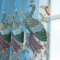 거실 인테리어 암막 쉬폰 커텐 하이 엔드 공작 자수 얇은 명주 그물 빌라 유리 도어