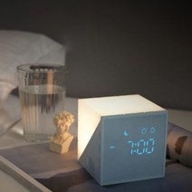 알람 무드등 시계 무소음 큐브 미니 LED 음성인식, 옵션명, 핑크