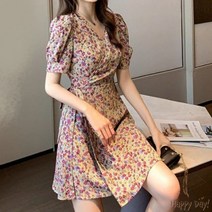BUyuS봄여름 플라워 미니 가운 로브 랩원피스 반팔 투웨이굿딜 브이숍