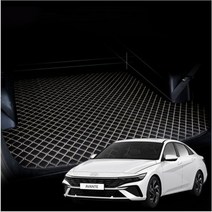 아반떼CN7 신형 퀼팅 4D 입체 가죽 트렁크매트, 블랙+골드, LPG