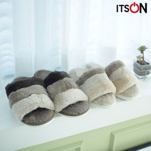 잇츠온 겨울 포근한 사무실 실내 밍크 털 슬리퍼, 브라운