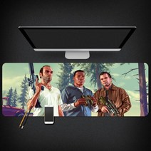 Grand Theft Auto 마우스 패드 GTA5 마우스 패드 대형 컴퓨터 게임 노트북 키보드 마우스 장패드 책상 패드 pc 게임 모바일 게임 캐릭터 마우스패드, 03_300x800mm | 3mm