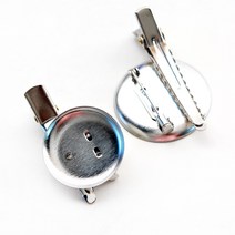 원형 코사지와집게핀 2개 브로치핀 코사지핀 만들기핀, 니켈25mm 2개