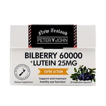 뉴질랜드 피터앤존 고함량 빌베리 60000mg+루테인 25mg 60캡슐 효능 LUTEIN, 1box