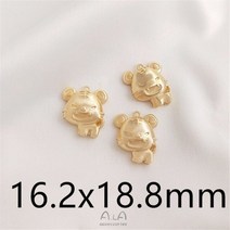 금토끼 선물 장식 소품 순금 황금 14K 골드 도금 귀여운 리틀 베어 토끼 펜던트 수제 보석 DIY 팔찌 목걸이 쥬얼리, 01 1개, 24 16.2x18.8mm