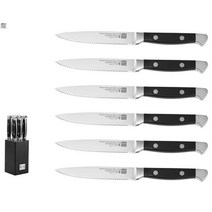 6 pcs 독일 스틸 스테이크 나이프 세트 블록 faca churrasco cuchillos de cocina 스테이크 나이프가있는 고광택 핸들, 블록 포함 6개