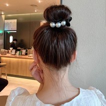 똥머리 올림머리용 큰진주 헤어 집게핀 운동할때 짧은머리용 쫀쫀한