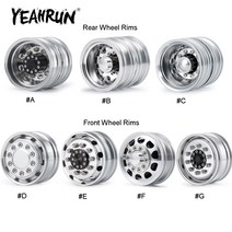 YEAHRUN 합금 금속 비드 록 앞뒤 바퀴 바퀴 허브 타미야 R620 114 RC 트랙터 트레일러화물 트럭 업 그레 이드 부품, [4] BRear Wheel 1Pcs