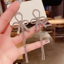 명양피프 큐빅 롱 리본 귀걸이
