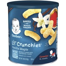 거버 릴 크런키 베이크드 콘 스낵 어린이곡물과자 42g, 1개, 바닐라   메이플(Vanilla   Maple)