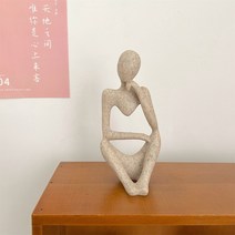 돌조각상 석공예 거실 장식품 조각품 조형물 개업선물 피규어 장식 인형, 작은 오른쪽 생각  높이 12cm