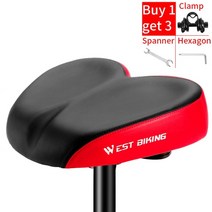 트렉자전거 trek 풀샥mtb 하이브리드 팻바이크 입문용mtb 자전거 안장 인체 공학적 확장 두꺼운 접이식 전기 장거리 사이클링 쿠션, 클램프가 있는 빨간색