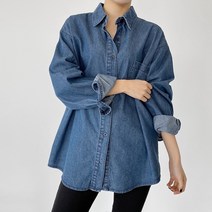 원포켓 루즈핏 데님 셔츠