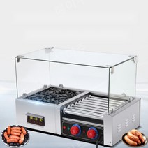 회전식 핫바 소세지 구이 노점 핫도그 휴계소 구운 소시지 오뎅꼬치 일체, 사각가스모델-유리포함