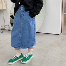 소소키즈 여아용 면 청 일자핏 롱 치마 유아 아동 키즈 주니어 봄 여름 가을 스커트