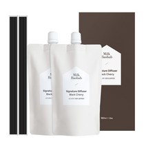 밀크바오밥 시그니처 디퓨저 리필 180ml x 2p + 리드스틱 10p 세트, 블랙체리