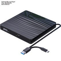 블루레이 플레이어 외부 드라이브 DVD BD 콤보 VCD 광학 USB C 컴퓨터 맥 윈도우 OS용, 2.Blu-Ray Player-Black