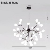 북유럽 반딧불 천장 샹들리에 펜던트 램프 G4 Led 조명 홈 베이비 룸 침실 거실 장식 살롱, Black 36 head_웜 화이트