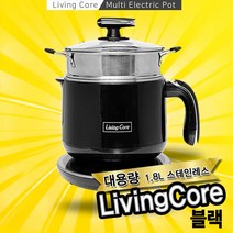 리빙코아 멀티 쿡 전기 냄비 티포트 찜, 블랙