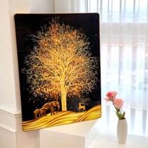 쿠칭아일랜드 가장큰 돈벼락 재물가득 부자되는 골드액자 돈나무액자 60x80cm, 더큰부자되는황금돈나무