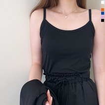 티데일리 무지 여리핏 크롭 끈 나시 여성 슬림 숏 나시티 (6color) 민소매/나시