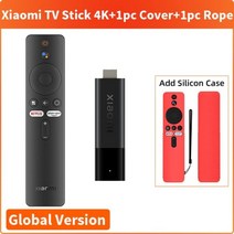 샤오미-Mi TV 스틱 4K 글로벌 버전 안드로이드 11 쿼드 코어 2GB RAM 8GB ROM 블루투스 5.0 넷플릭스 와이파이 구글 어시스턴트, EU Plug 2_Add Red Cover