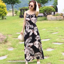 터치라인 로즈메리 여름 바캉스 비치 민소매 롱 원피스