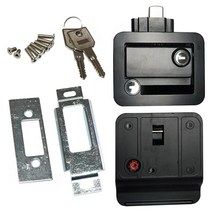 RV 여행 트레일러 항목 도어 잠금 W/패들 교체 잠금 장치 2 피스 키 8 피스 나사가있는 캐러밴 카고 홀러에 적합, 검은 색, 아연 합금