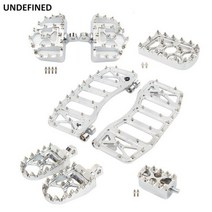 와이드 풋 페그 MX 오프로드 플로어보드 발판 페달 컴플리트 키트 할리 투어링 킹 소프테일 다이나 팻보이 FLSTF fld용, Chrome 2