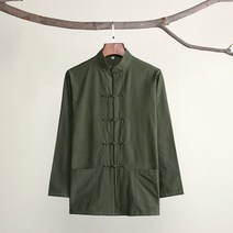 목인장 정권도 쿵푸 영춘권 샌드백 Umorden-면 전통 중국 당나라 정장 상의 의류 남성 긴 소매 쿵푸 태극, 06 navy green_03 XL(175)