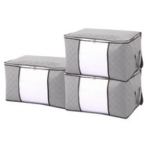 생활전문 패브릭 이불정리함, 그레이, 가로형 80L_2+1
