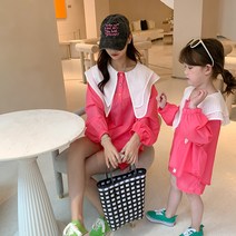 꾸안꾸 상하의 세트 모녀 커플룩 엄마 맘 딸 바지 시밀러룩 여행