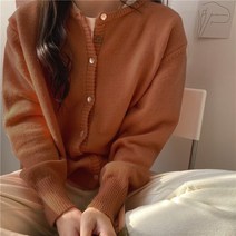 데이홀릭 여성 봄 가을 겨울 캐주얼 베이직 자개단추 비비드 단추 니트 기본 가디건