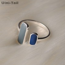 가드링 실반지 백금 유니세프 예물 도금 실버 모이사나이트 물고기반지 Uini-꼬리 925 티베트어 사각형 오픈 링 성격 동향 절묘한 동적 보석