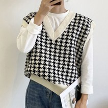 새로운 여성 하운드투스 니트 조끼 스웨터 V 넥